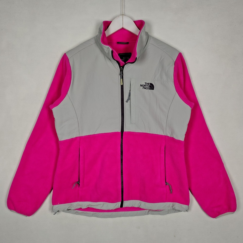 The North Face Womens L/G Polartec Fleece Jacket Pink Grey Colorblock Full Zip